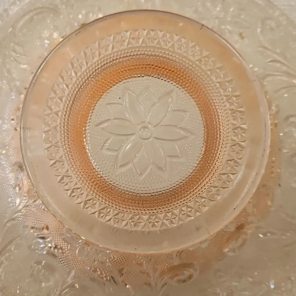 Vintage Indiana Pink Glass Bowl Floral Lace Pattern 11